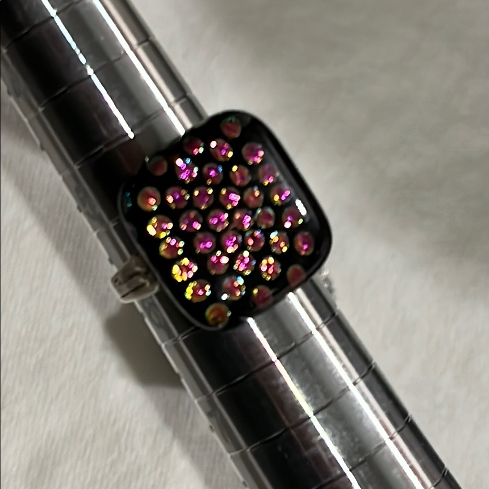 NWOT artisan dichroic glass on sterling ring 6